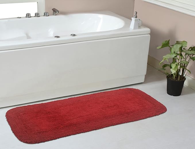 Home Weavers Radiant Collection 100% Cotton Bathroom Rugs Set, Bathroom Décor, Washable Rug, Extra Soft and Absorbent Bath Rug, Kitchen Mat, Bath Mat Set, Bath Floor Mat Non Slip, 21"x54" Runner, Red