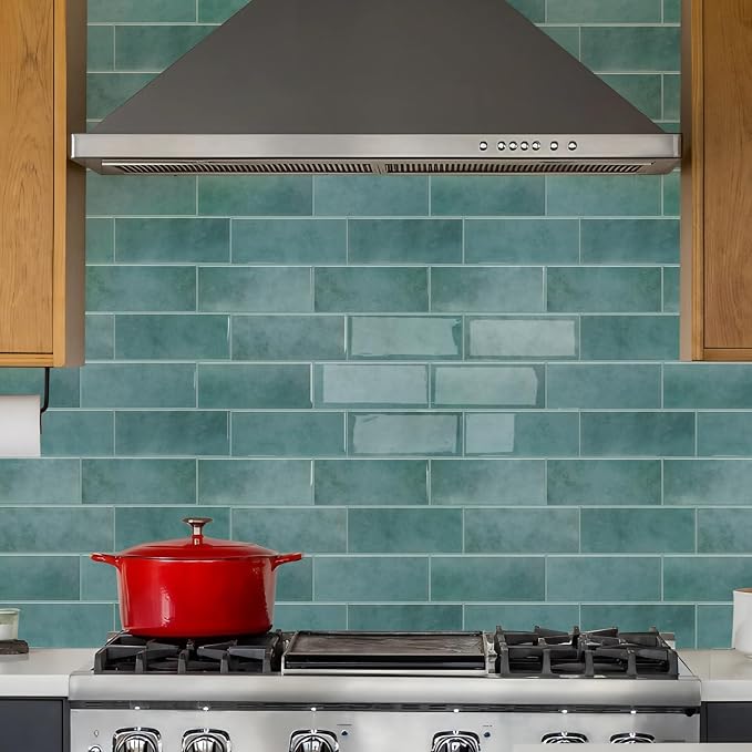 STICKGOO 10 Sheets Subway Tile Peel and Stick Backsplash, Extra Thick 3D Wall Tiles with Commercial-Grade Adhesive for Kitchen, Bathroom, Laundry Room,11.56"x8.38"(Teal Green)