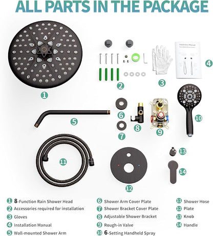 SR SUN RISE Shower Faucet - Multifunctional High Pressure Shower Head System with Handheld Shower Head Fixtures - Valve Included (Oil Rubbed Bronze, 10 inch)