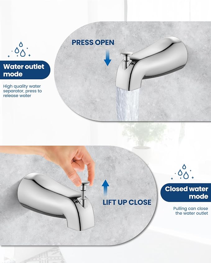 Airuida Shower Faucet Set with Tub Spout,8" Bathtub Faucet-Chrome Polish | Male Threads Rough-In Valve,Round Head Shower System,Tub and Shower Kit Set