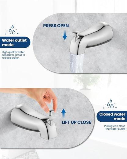 Airuida Shower Faucet Set with Tub Spout,8" Bathtub Faucet-Chrome Polish | Male Threads Rough-In Valve,Round Head Shower System,Tub and Shower Kit Set