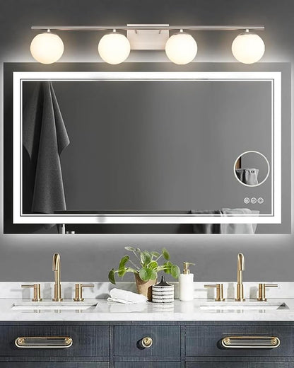 New Bathroom Vanity Light Fixtures 4 Lights Brushed Nickel Glass Shade Modern Wall Bar Sconce Over Mirror（(Exclude G9 Bulb)