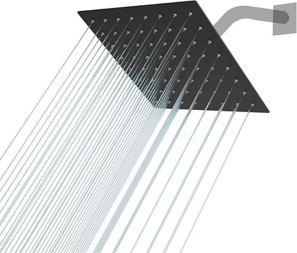 Lordear Rain Shower Heads High Pressure, Rainfall Showerhead for Bathroom Fixed Mount, 6 Inch Large Square High Flow Shower Head (Matte Black)