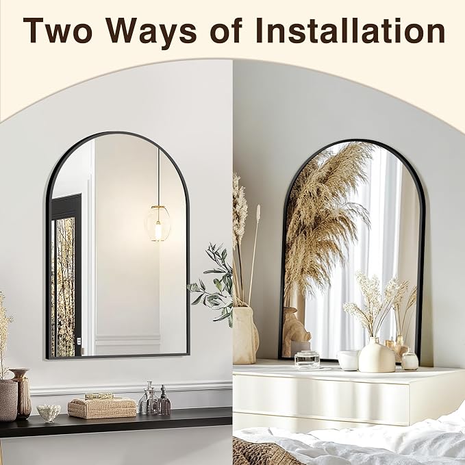 FICTOR 20" x 30" Arched Bathroom Vanity Mirror for Over Sink, Black | Anti-Rust Metal Framed, HD Tempered Shatter-Proof Glass, Modern Wall Mirror for Entryway, Living Room, Bedroom
