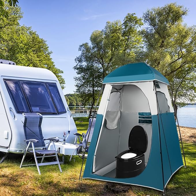 VINGLI Portable Detachable Camping Toilet | Splash-Proof Commode with Odor-Seal Lid | Compact Sanitation Solution for RV, Emergency, Outdoor Use, Black