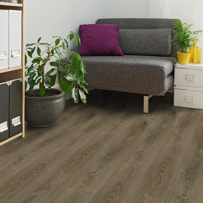 Peel and Stick Floor Tile Wood Plank Look, Self-Adheisve Vinyl Flooring | Brown, 20-Pack 30 Sq.Ft, Floor Tiles Peel and Stick Waterproof for Bathroom Kitchen RV Renter, 36x6inch