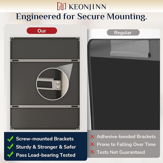 Keonjinn 40 x 24 Inch Black Bathroom Mirrors for Over Sink, Metal Frame | Beveled Rectangle Framed Mirrors for Wall, Black Bathroom Vanity Mirror, Tempered Glass, Square Corner, Farmhouse Style