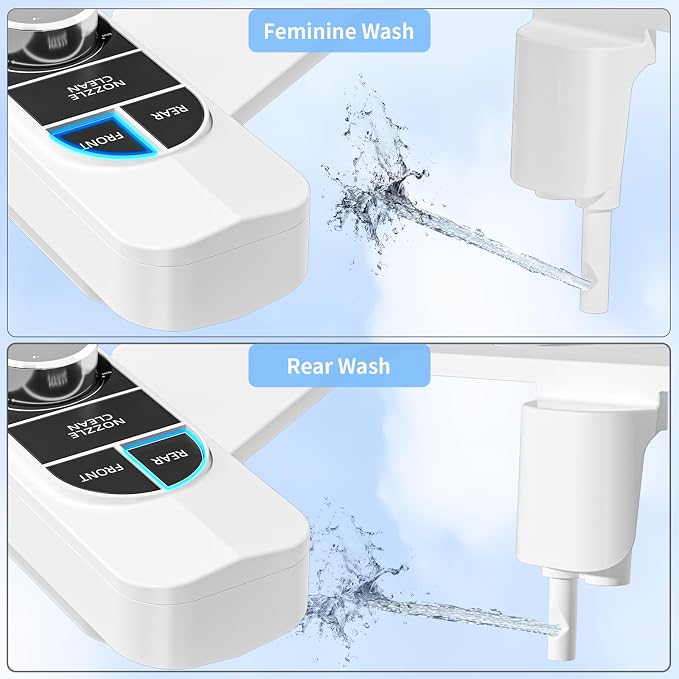 SAMODRA Non-Electric Bidet Attachment for Toilet – Self-Cleaning Dual Nozzle (Frontal & Rear Wash), Adjustable Water Pressure, Fits Most Toilets, Easy Installation (Classic Black/Silver)