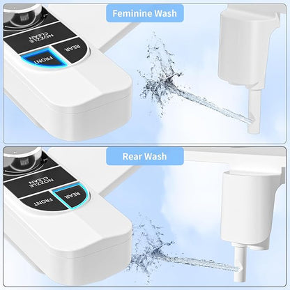 SAMODRA Non-Electric Bidet Attachment for Toilet – Self-Cleaning Dual Nozzle (Frontal & Rear Wash), Adjustable Water Pressure, Fits Most Toilets, Easy Installation (Classic Black/Silver)