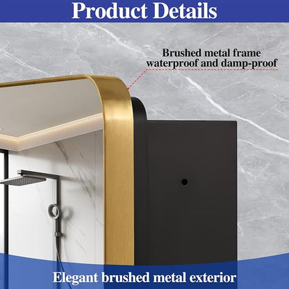 20" x 20" Bathroom Medicine Cabinet with Mirror Door, Brush Gold Stainless Steel Frame, Recessed or Surface Mounted,Storage Cabinet with Adjustable Metal Shelves,Upgraded Version