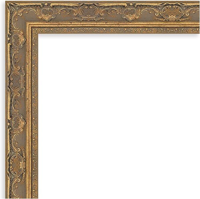 Amanti Art Gold Bathroom Mirror for Over Sink, 28x40 Filigree Gold Rectangle Vanity Mirror, Large Traditional Frame, Hangs Horizonally and Vertically, Bathroom Wall Decor, Beveled Edge