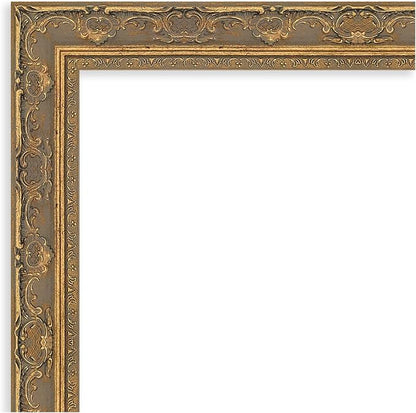 Amanti Art Gold Bathroom Mirror for Over Sink, 24x24 Filigree Gold Square Vanity Mirror, Medium Traditional Frame, Hangs Horizonally and Vertically, Bathroom Wall Decor, Beveled Edge