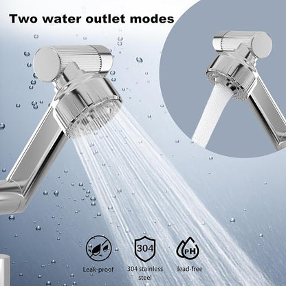 1080° Rotatable Bathroom Faucet, Chrome SUS304, Dual Spray Modes | Universal Height Adjustable Faucet for Farmhouse Sink, Vanity, Washbasin & RV, Single/3-Hole, Anti-Splash Easy Install