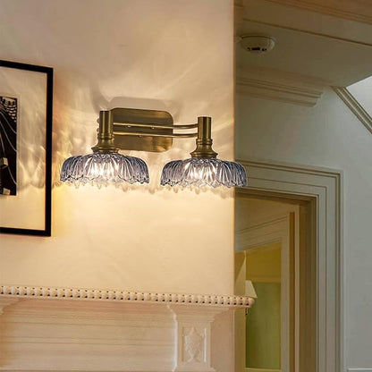 Vintage Bathroom Vanity Light Fixtures 2-Light Bathroom Lighting with Grey Glass Wall Sconces for Hallway Living Room Bedroom Entryway