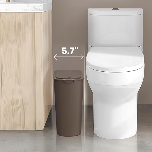 Cesun Automatic Motion Sensor Bathroom Trash Can with Lid, 2.6 Gallon Touchless Trash Bin, Smart Plastic Slim Garbage Can Small Brown Wastebasket for Toilet, Office, rv, Bedroom, Living Room | Motion Sensor, Plastic, Touchless, Odor Control, Smart Garb...