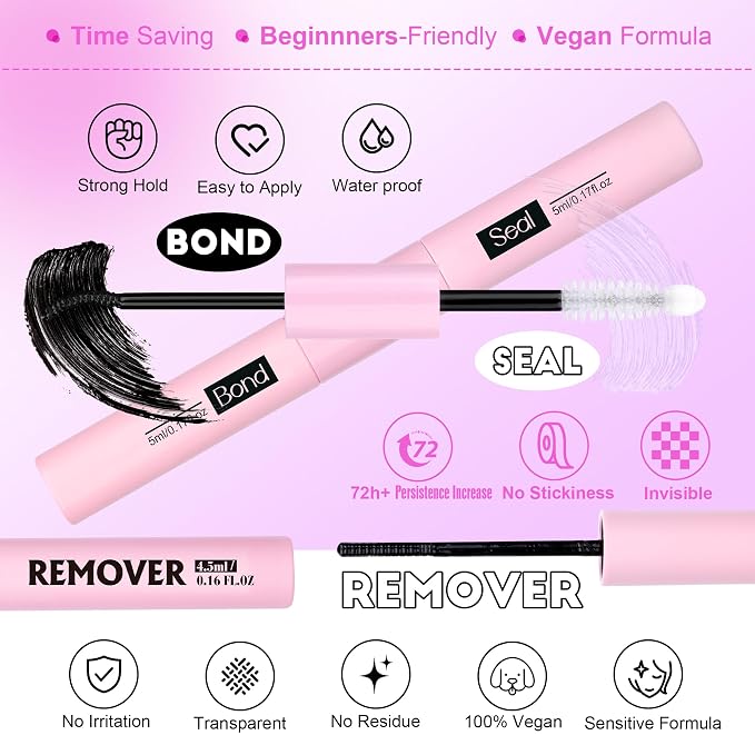 Lash Extension Kit DIY 280pcs Individual Lash Clusters Kit 30D 40D Cluster Eyelash Extensions Kit with Bond and Seal, Remover, Tweezers for Self Use (30D&40D, 9-16mm, All Kit)