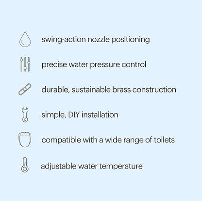 Brondell SMB-25 Side Mounted Manual Bidet Attachment for Toilet Seats with Adjustable Sprayer and Water Pressure, Thin Profile, Chrome (Dual Temperature), X-Large