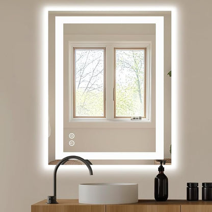 DUMOS 32.1"x40.1" LED Bathroom Mirror, Bathroom Vanity Mirror | Smart Anti-Fog, Front Light and Backlit, 3 Color Temperatures, Dimmable, Memory Function