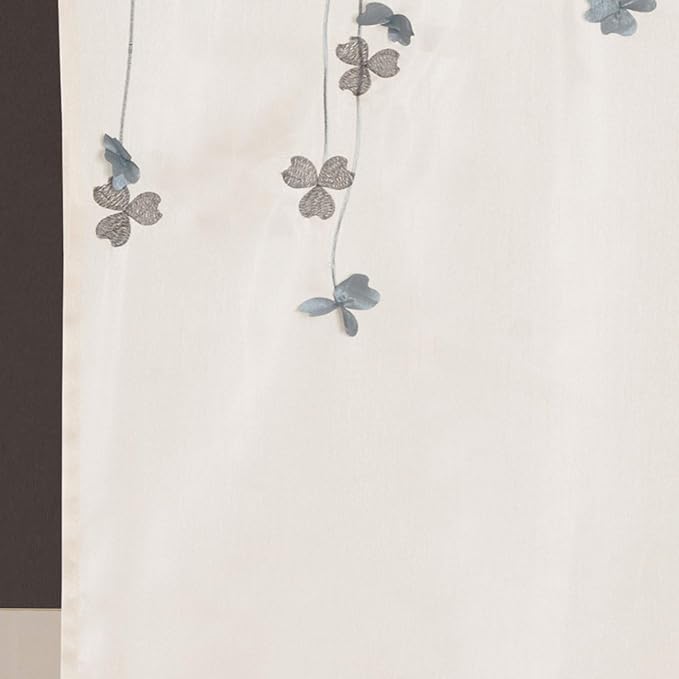 Lush Decor Flower Drops Shower Curtain Single 72" W x 72" L Ivory & Blue - Fabric Shower Curtains for Bathroom - Floral Bathroom Curtain -Bathroom Decor