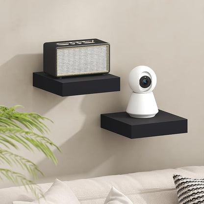 Furinno Tanna Floating Shelves for Wall, 9 x 9 Wall Shelf, Single Set Wall Mounted Floating Shelf with Invisible Bracket, 2-Inch Thick, for Bathroom, Living Room, Bedroom, Home Office, Americano