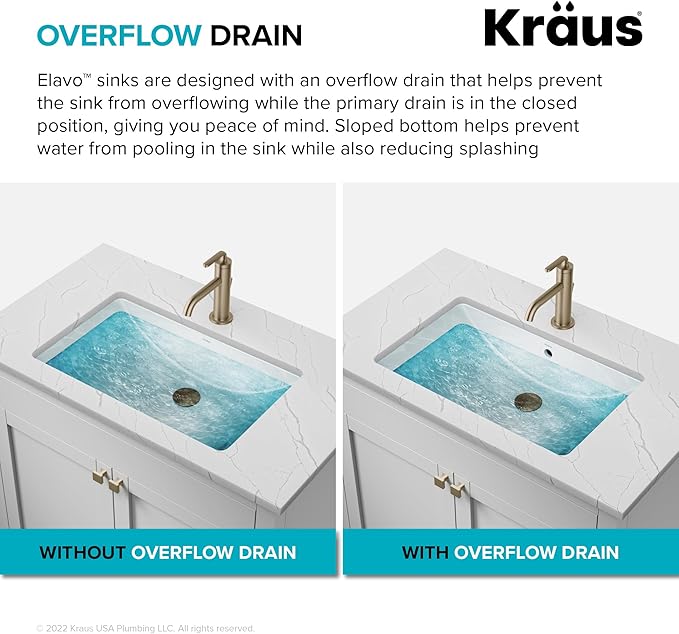 KRAUS Elavo 20.5 in. Oval Porcelain Ceramic Self-Rimming Drop In Bathroom Sink in White with Overflow Drain, KCT-100