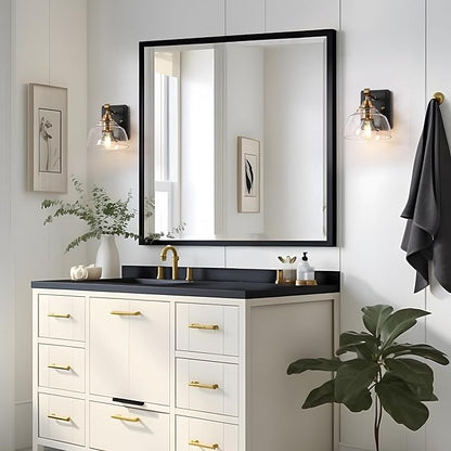 KSANA Sconces Wall Lighting, 1-Light Black and Gold Wall Sconce Light, Modern Bedroom Bathroom Wall Sconces Indoor with Clear Glass Shade