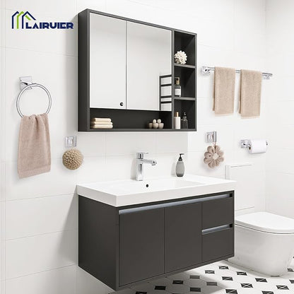 Lairuier 10-Piece Polished Chrome Bathroom Accessories, Towel Bar Set | Bathroom Hardware Set Includes SUS304 23.6" Towel Bar, Towel Ring, Toilet Paper Holder and Towel Hooks Wall Mounted
