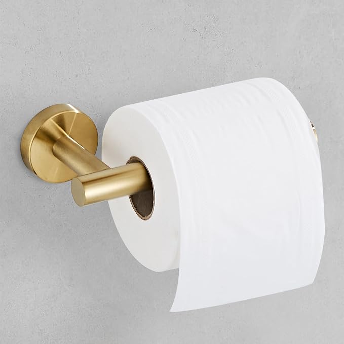 Gold Toilet Paper Holder, Brushed Gold Towel Ring, Hand Towel Holder Toilet Paper Roll Holder Wall Mount Bathroom Accessories, Modern SUS 304 Stainless Steel Bathroom 2 Set