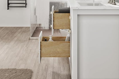 Artemis 48 in. White Double Sink Bath Vanity with Engineered Top and Undermount Porcelain Sinks