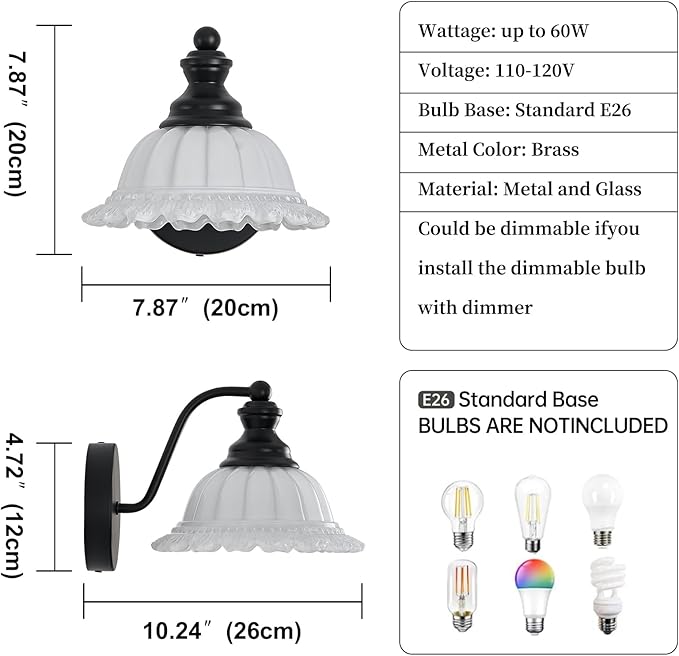 Vanity Light Black Wall Sconces Modern Bathroom Sconces