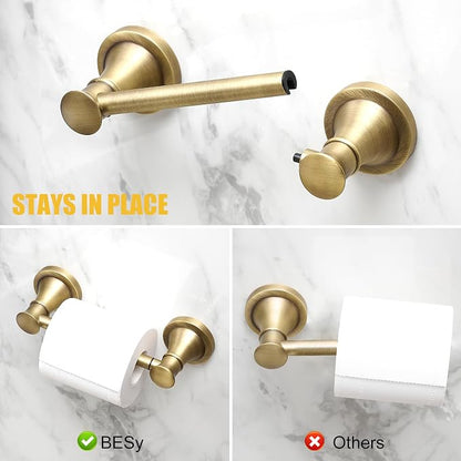 Bathroom Toilet Paper Holder Wall Mount Tissue Holder Antique Brass | Rustproof Toilet Tissue Roll Holder, Flexible Double Post Pivoting Handle, Bathroom Accessories SUS304 Stainless Steel