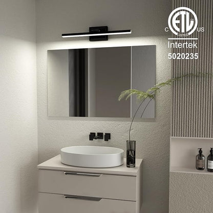 VOLISUN Modern Bathroom Vanity Light 24 inch, Rotatable, 14W Dimmable 5CCT Led Bathroom Light Fixture Over Mirror, Black Bar Vanity Light for Bathroom Mirror Restroom-ETL Certificated