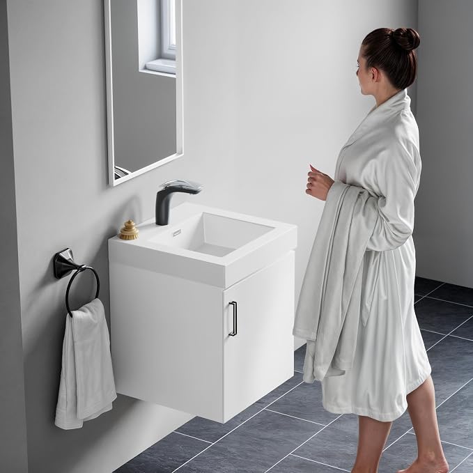 Dowell 18" Bathroom Sink,Single Bowl Vanity Basin,Rectangular Drop-In Bathroom Sink with Overflow,White-000 1818BP