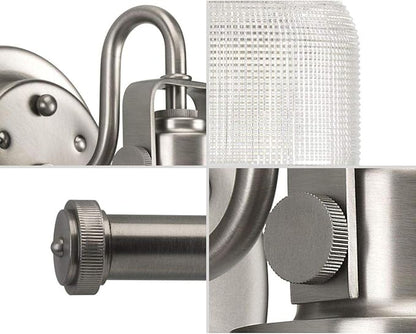 Progress Lighting P2992-81 Archie Collection Clear Double Prismatic Glass Coastal Bath Vanity, 3-Light, Antique Nickel