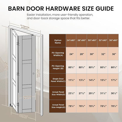 SMARTSTANDARD 36" x 80" Reeded Glass Bifold Closet Doors, Preassembled, MDF | Water-Proof PVC Surface, Half Tempered Glass with Hardware Kit, White Interior Slab for Kitchen, Closet, Pantry, White