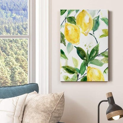 Renditions Gallery Canvas Nature Wall Art Home Paintings & Prints Yellow Lemons Branch Modern Abstract Decorations Wall Hanging Artwork for Bedroom Living Room Office Kitchen - 8"x12" LT02