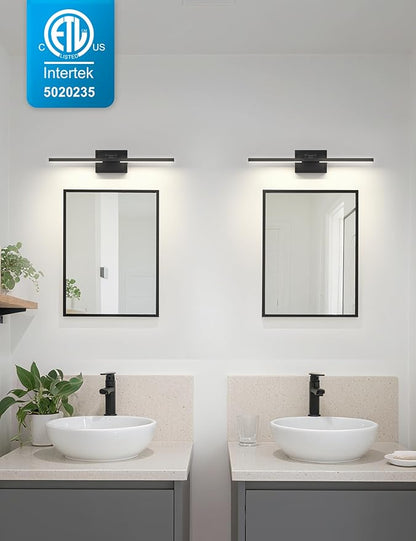 NIORSUN 24 Inch Modern Bathroom Light Fixture, 24W 5CCT Dimmable LED Black Bathroom Vanity Lights Over Mirror, Vanity Lights for Bathrooms Restroom Mirror- ETL Certified