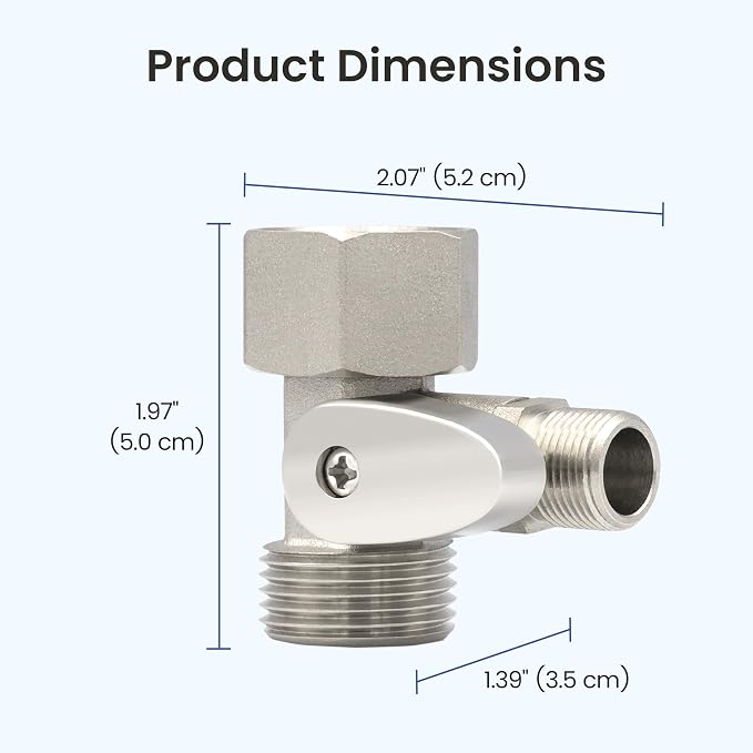 LUXE Bidet 7/8" x 7/8" x 3/8" Nickel Cold Water Shut-Off Valve T-Adapter | Only Compatible with NEO Plus Series Bidet Attachments