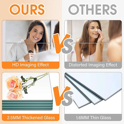 VASUHOME Glass Full Length Wall Mirror Tiles - [12x10 Inch - 8PCS] HD Gym Mirrors for Home Gym, Full Body Long Mirror for Bedroom, Living Room, Door, Closet