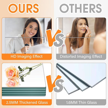 VASUHOME Glass Full Length Wall Mirror Tiles- 12x12 Inch- 8PCS Frameless Full Body Mirror for Home Gym, Bedroom, Living Room - Versatile Wall Mirror with Unrivaled Clarity