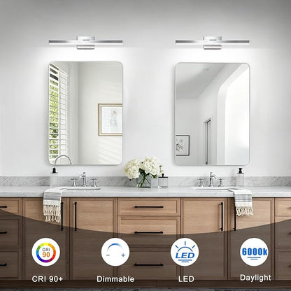 IZORRO Modern Bathroom Vanity Light 24 inch, Rotatable, 16W Dimmable Led Bathroom Light Fixture Over Mirror, Chrome Vanity Light Bar (Cool White 6000K)