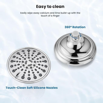 gotonovo Shower Faucet Set with Valve 6 Mode Rain Head Polished Chrome | Bathroom Shower Head and Handle Set Complete Combo,6 Mode Multi 6’’ ABS Rainfall Showerhead,Brass Valve Trim Kit,Wall Mount