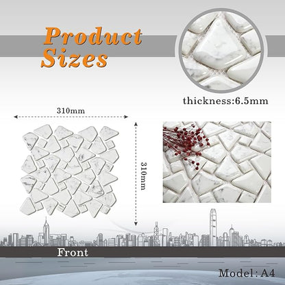 5 Sheets Square Marble Mosaic Wall and Floor Tiles for Bathroom and Kitchen 12.2 * 12.2 Inches 1.03 sq.ft