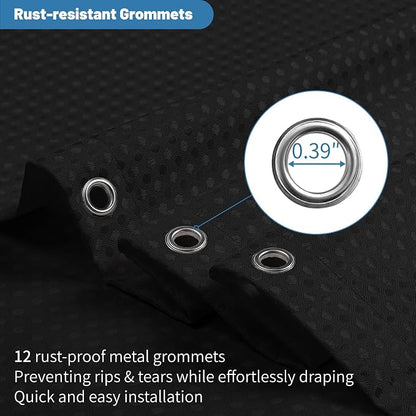 2-in-1 Waterproof Fabric Shower Curtain - No Separate Liner Needed, Hotel-Style Waffle Weave, Effortless Cleaning & Washable Bathroom Shower Curtain Set,72Wx72H,Black