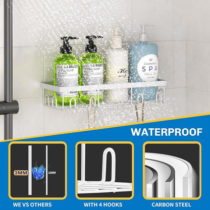 DTUQYX Shower Caddy 9 Pack,Adhesive Organizer for Bathroom Decor Accessories & Kitchen Storage,No Drilling,Large Capacity,Rustproof Stainless Steel Organizer,Home Decor Shelves