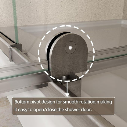 Royal Guard 38-42" W x 71" H Pivot Swing Glass Shower Door,Brush Nickel | 4-Inch Adjustable Width for Walk-in Shower, 6mm Clear SGCC Tempered Glass, Reversible DIY Installation&Waterproof