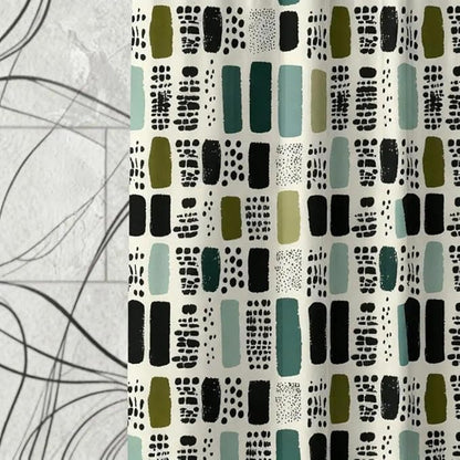Sage Green Shower Curtain for Bathroom,Bohemian Green Checkered Waterproof Polyester Shower Curtain,Funny Sage Geometric Bathroom Decor,72x72 Inch