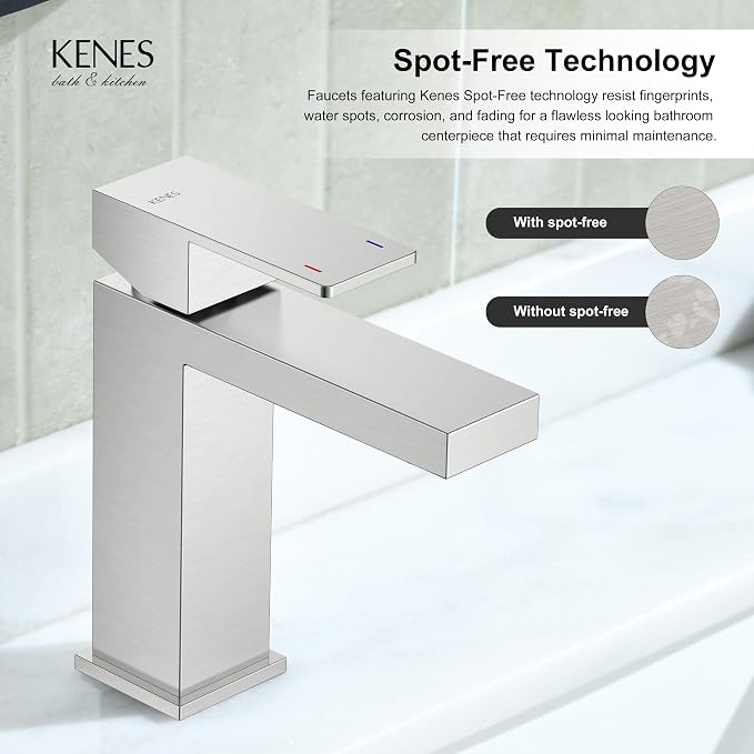 Brushed Nickel Bathroom Faucet 1 Hole, Single Handle Vanity Faucet | Bathroom Sink Faucet with Pop Up Drain & Supply Lines, Lead-Free cUPC & NSF Certified, 1 Handle Faucet for Vanity RV Restroom