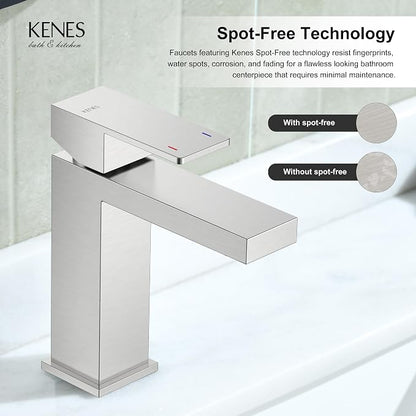 Brushed Nickel Bathroom Faucet 1 Hole, Single Handle Vanity Faucet | Bathroom Sink Faucet with Pop Up Drain & Supply Lines, Lead-Free cUPC & NSF Certified, 1 Handle Faucet for Vanity RV Restroom