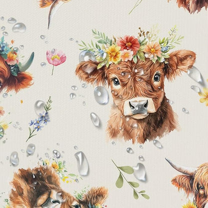 Highland Cow Shower Curtain, Sunflower Floral Wreath Cow Print Farmhouse & Country Style Fun Shower Curtain for Bathroom, Fabric Polyester Bathroom Curtains Set with Hooks, 72X72inch
